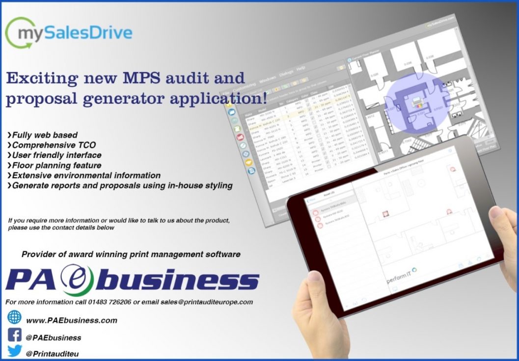 PAe Business, mySalesDrive, SalesDrive, Print Audit, Managed Print Services, TCO
